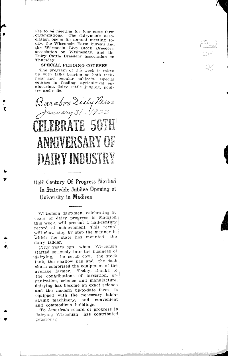  Source: Baraboo Daily News Topics: Agriculture Date: 1922-01-31