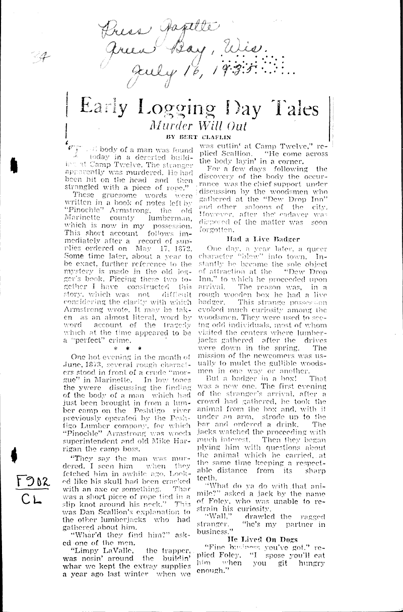  Source: Green Bay Press Gazette Topics: Industry Date: 1935-07-16