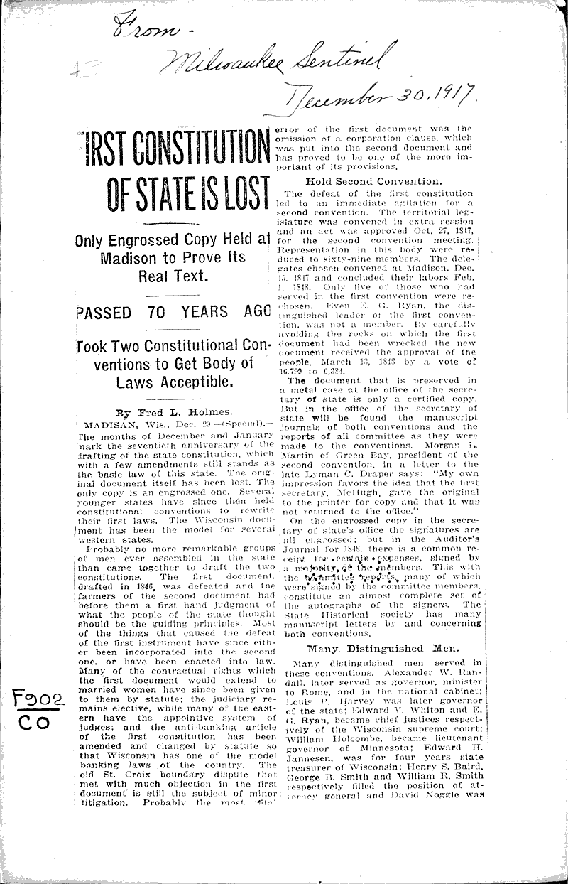  Source: Milwaukee Sentinel Topics: Government and Politics Date: 1917-12-30