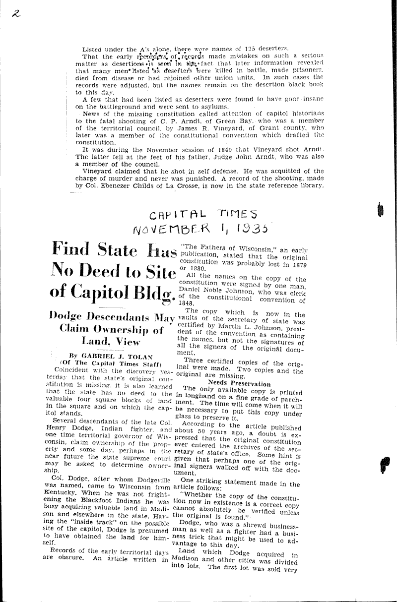  Source: Capital Times Topics: Government and Politics Date: 1935-10-31