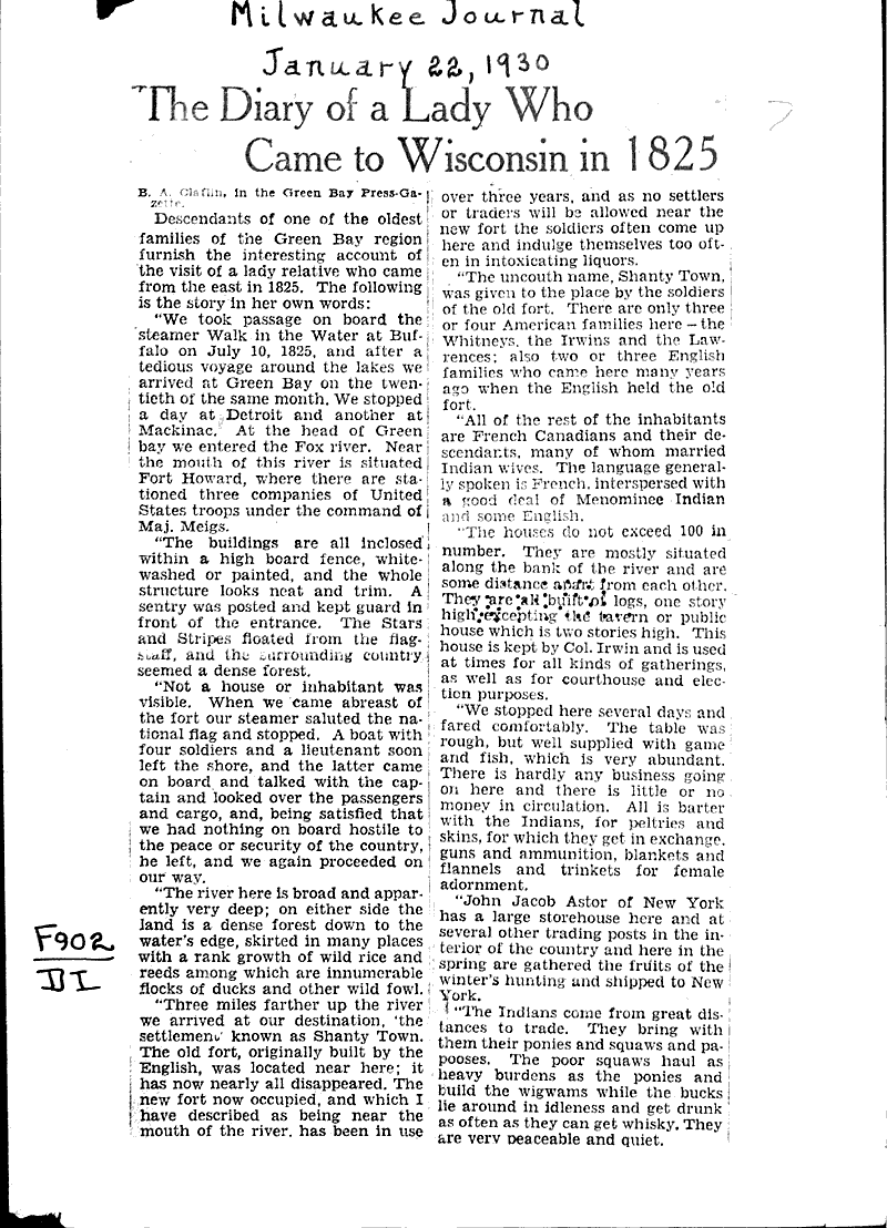  Source: Milwaukee Journal Topics: Voyages and Travels Date: 1930-01-22