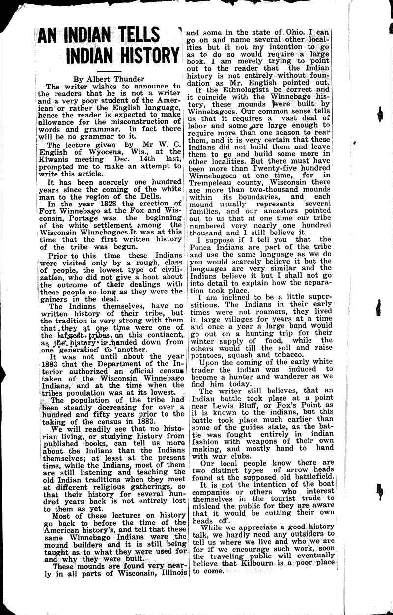  Source: Kilbourn Events Topics: Indians and Native Peoples Date: 1926-01-21