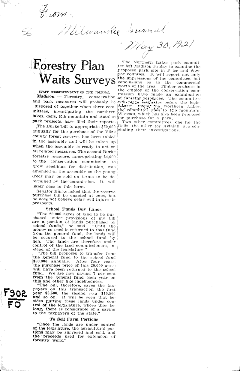  Source: Milwaukee Journal Topics: Government and Politics Date: 1921-05-30