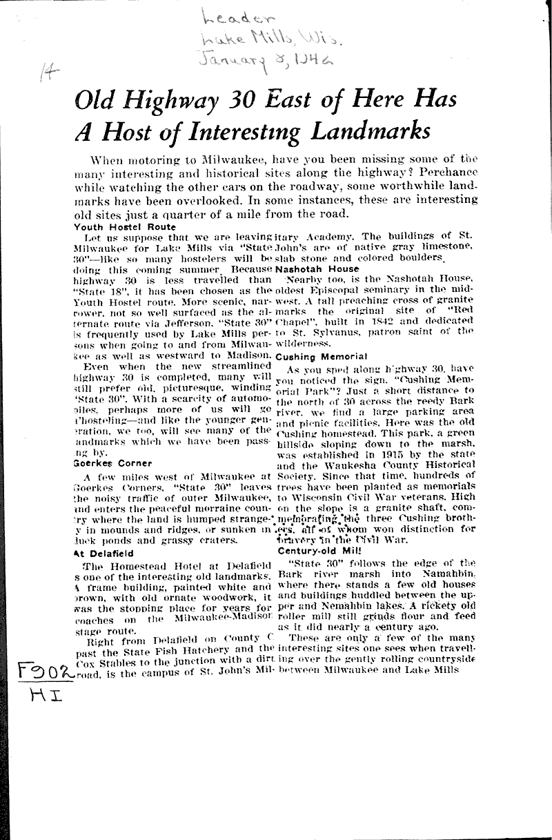  Source: Lake Mills Leader Topics: Architecture Date: 1942-01-08
