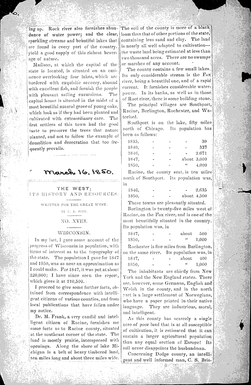  Source: Great West (Cincinnati, OH) Date: 1850-02-02