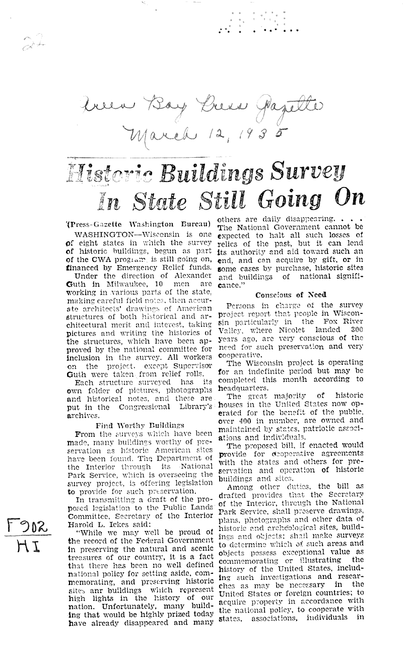  Source: Green Bay Press Gazette Topics: Architecture Date: 1935-03-12