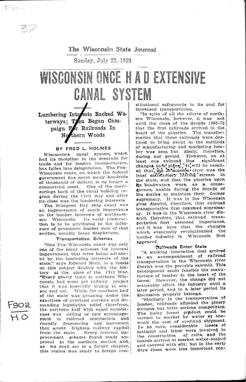  Source: Wisconsin State Journal Topics: Transportation Date: 1923-07-22