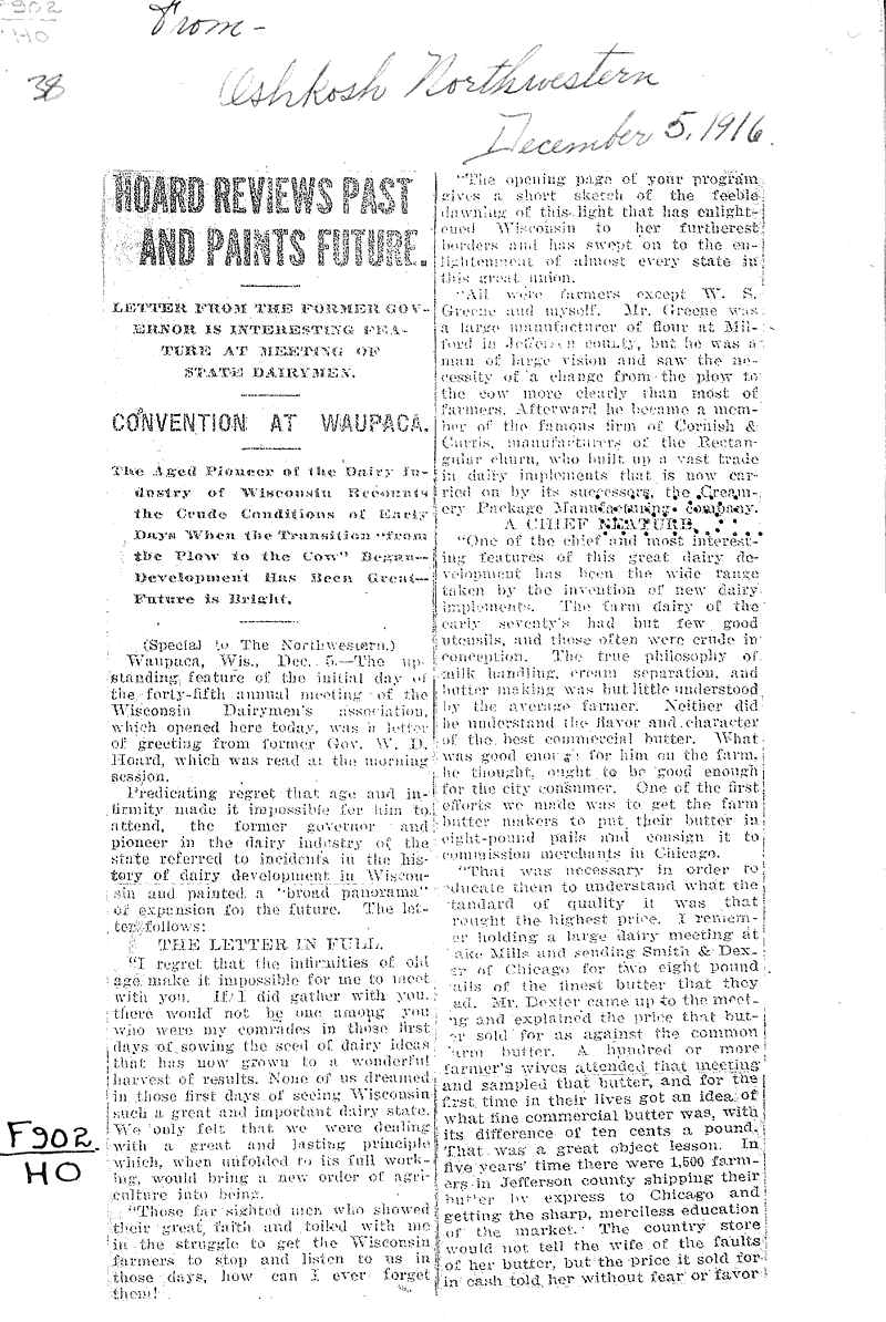 Hoard reviews past and paints future Newspaper Article/Clipping