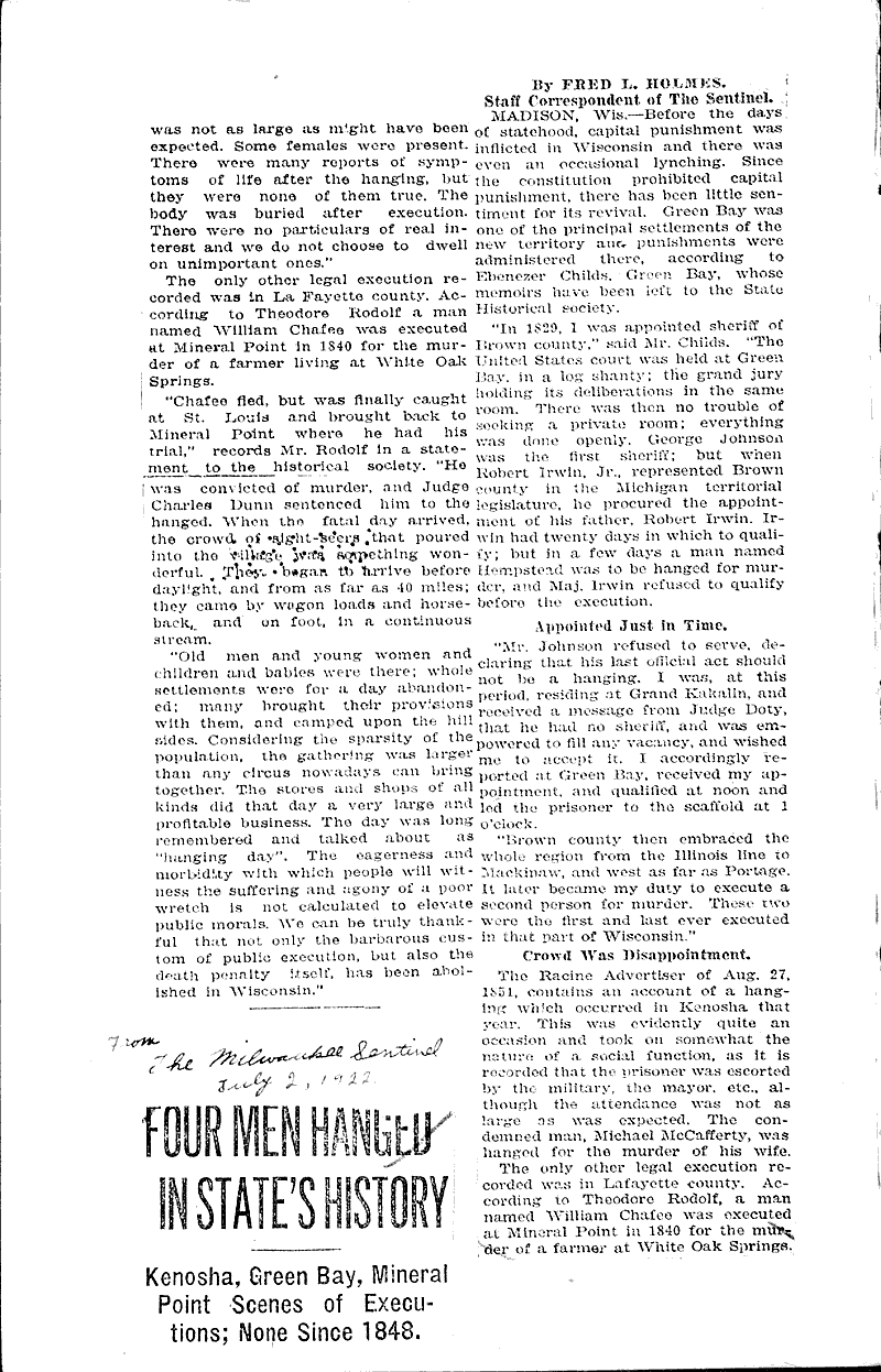  Source: Wisconsin State Journal Topics: Government and Politics Date: 1922-08-06