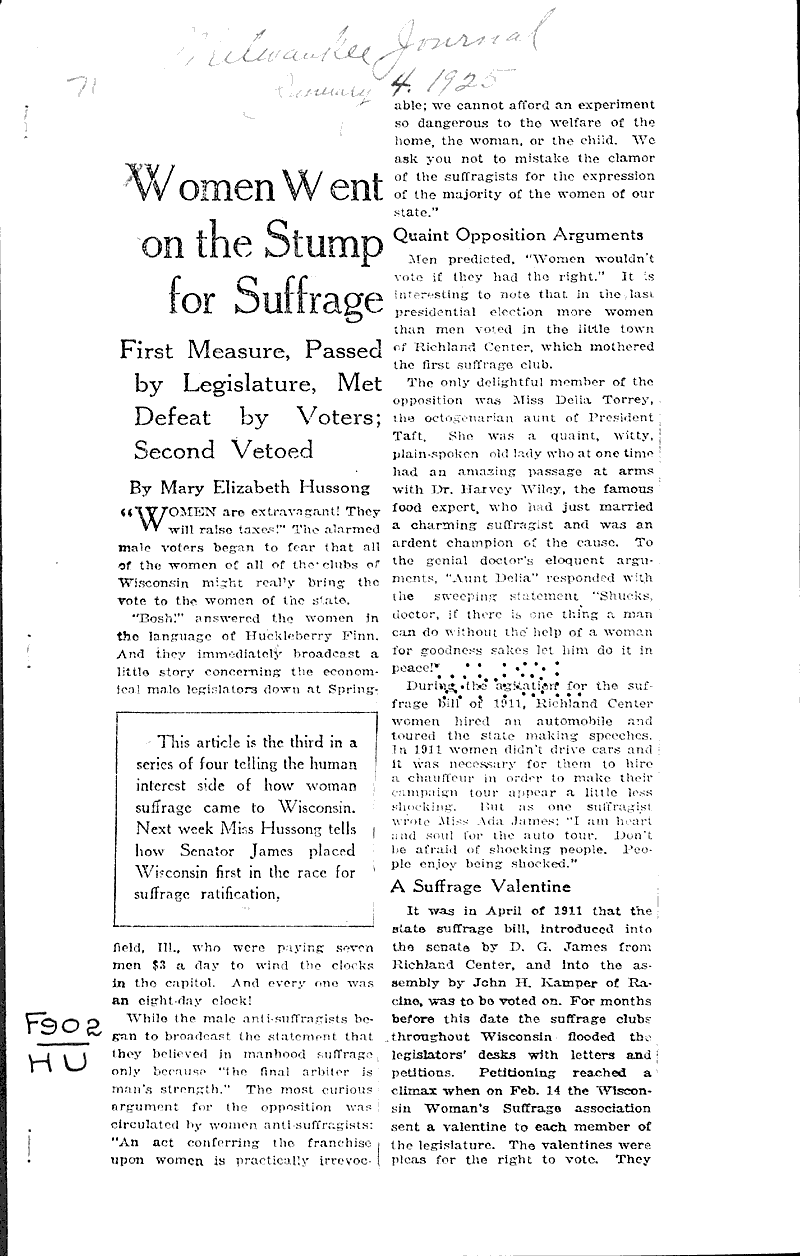  Source: Milwaukee Journal Topics: Social and Political Movements Date: 1925-01-04