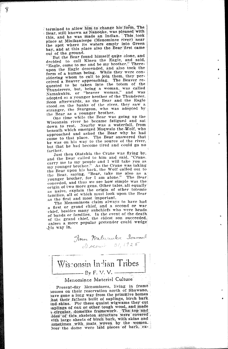  Source: Milwaukee Journal Topics: Indians and Native Peoples Date: 1925-12-19