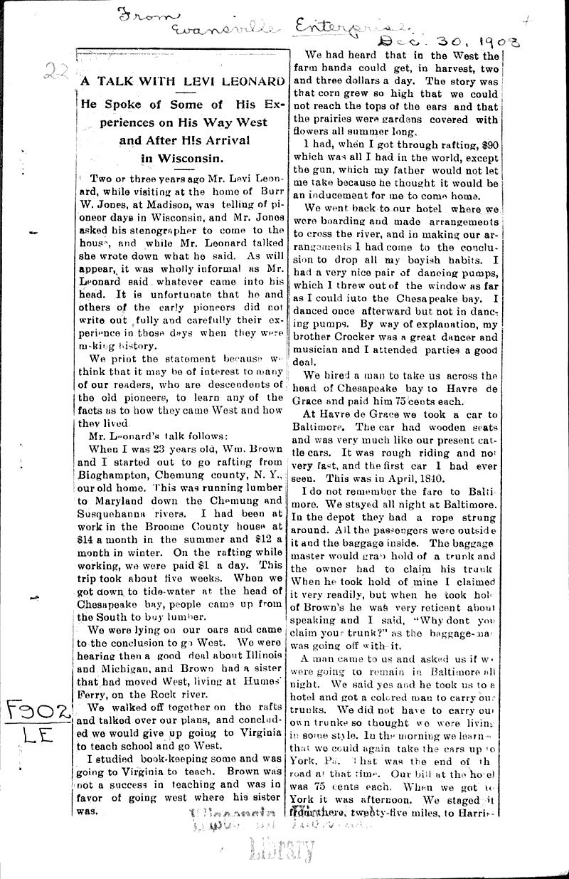  Source: Evansville Enterprise Topics: Voyages and Travels Date: 1908-12-30