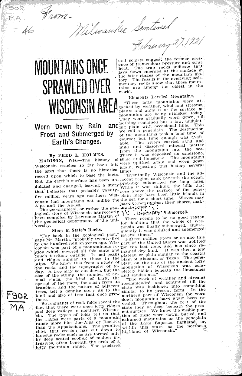  Source: Milwaukee Sentinel Topics: Education Date: 1921-02-27