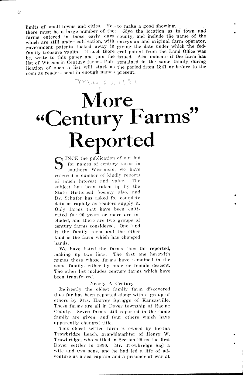  Source: Wisconsin Agriculturist and Farmer Topics: Agriculture Date: 1931-03-07