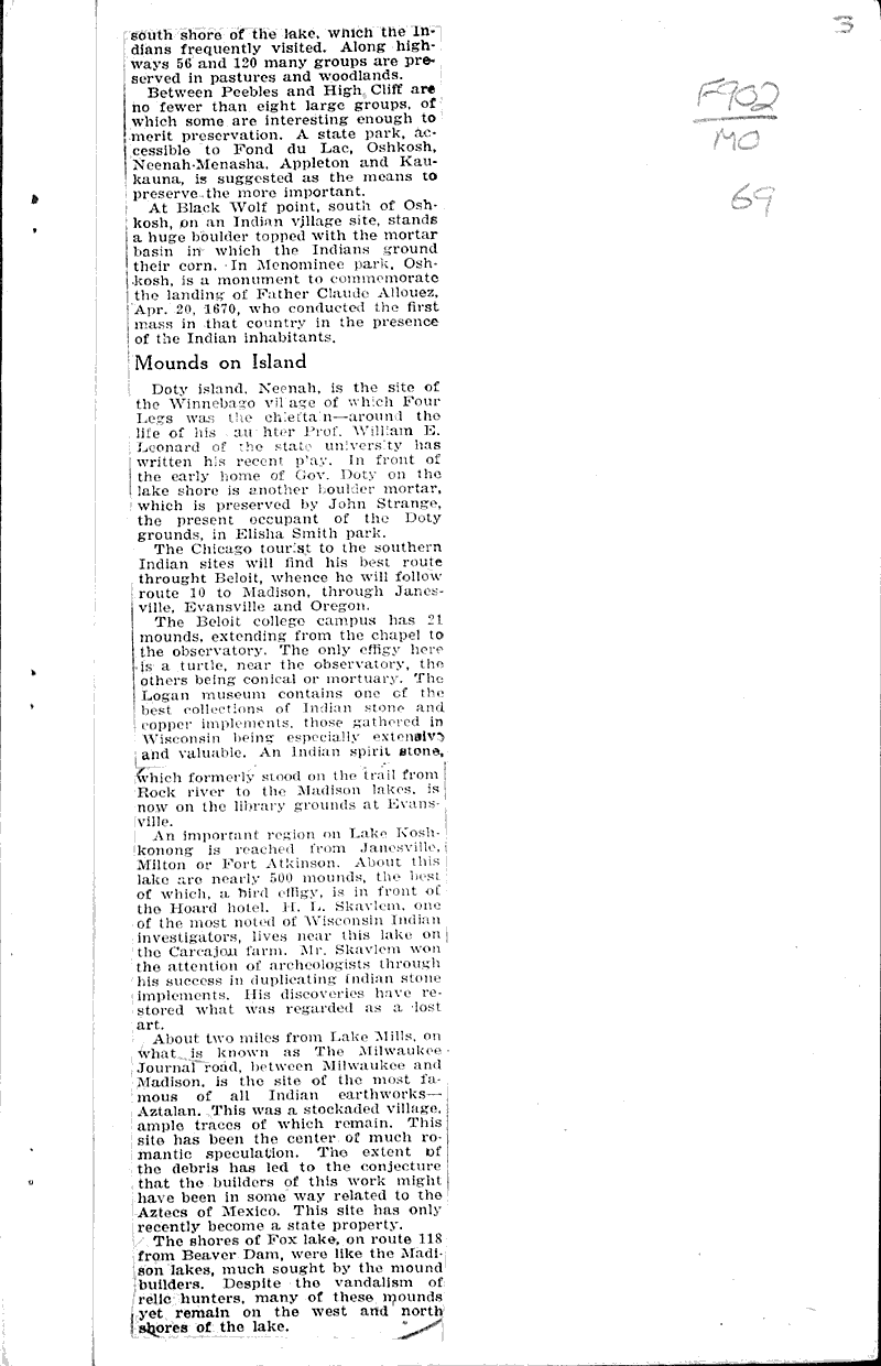 State's famed mound sites close to city Newspaper Article/Clipping