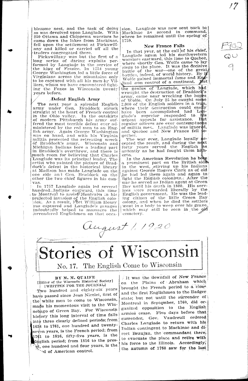  Source: Milwaukee Journal Topics: Wars Date: 1920-07-25