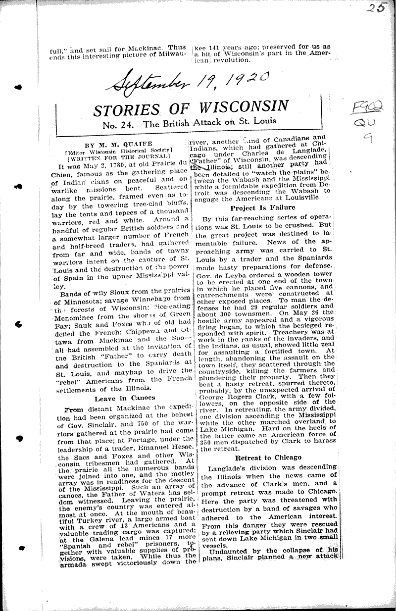  Source: Milwaukee Journal Topics: Wars Date: 1920-09-12