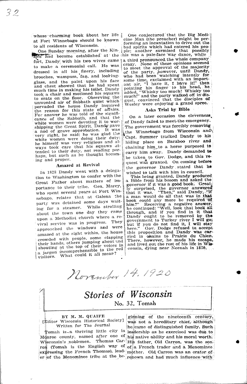 Source: Milwaukee Journal Topics: Indians and Native Peoples Date: 1920-11-07