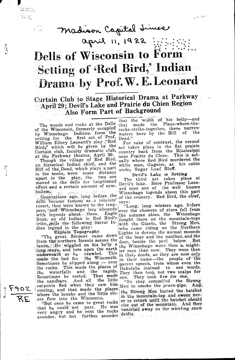 Source: Madison Capital Times Topics: Art and Music Date: 1922-04-11