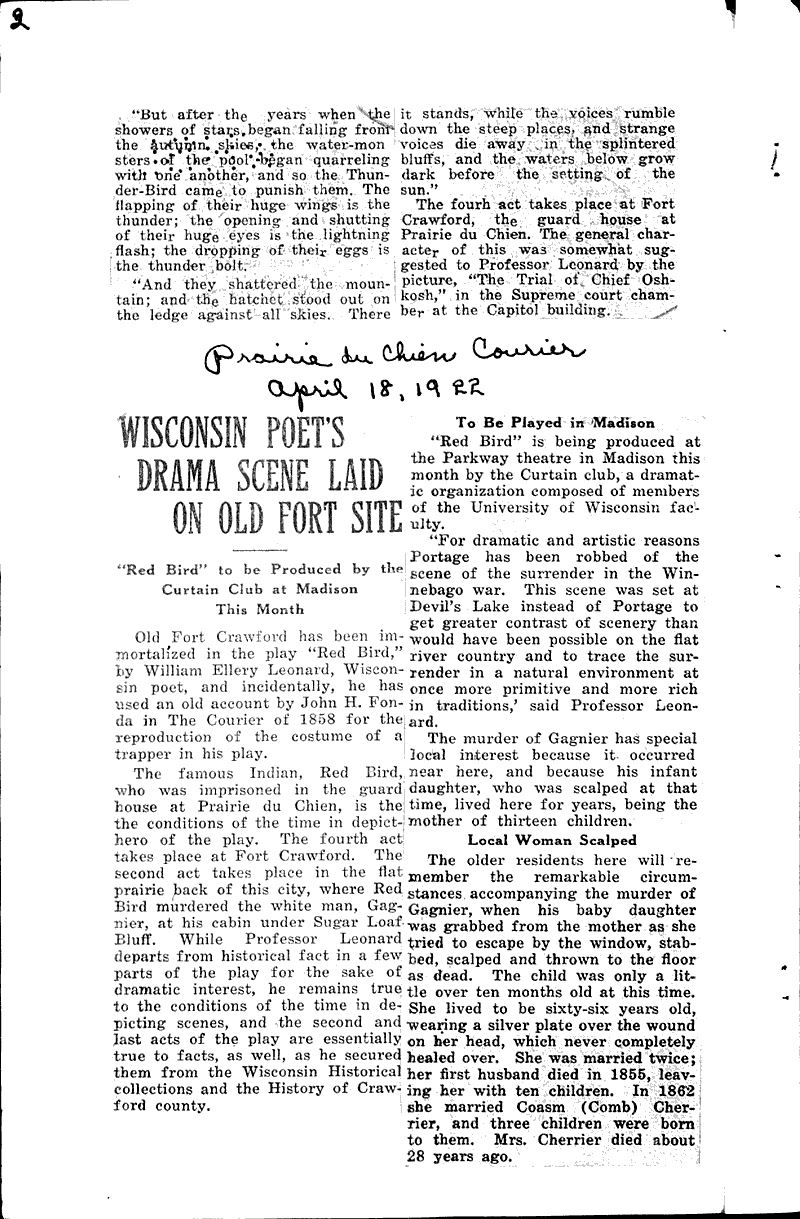  Source: Madison Capital Times Topics: Art and Music Date: 1922-04-11