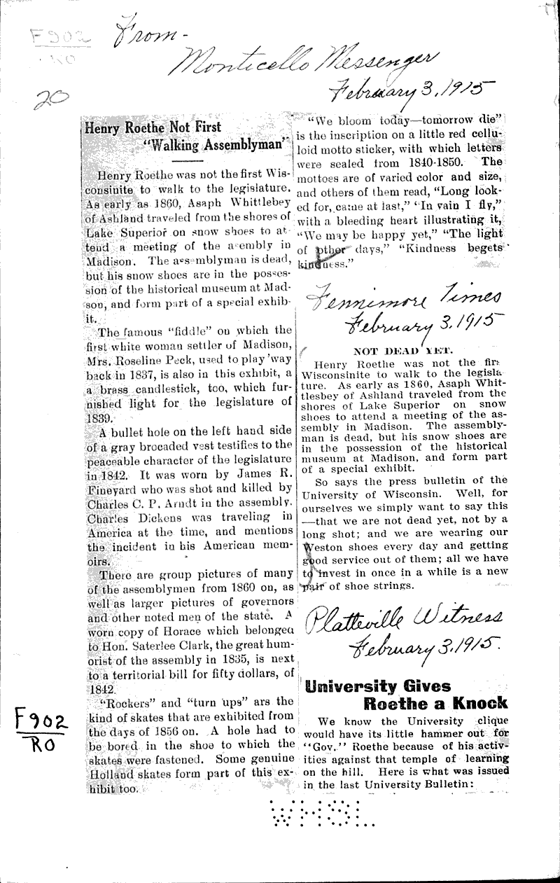  Source: Platteville Witness Topics: Education Date: 1915-02-03