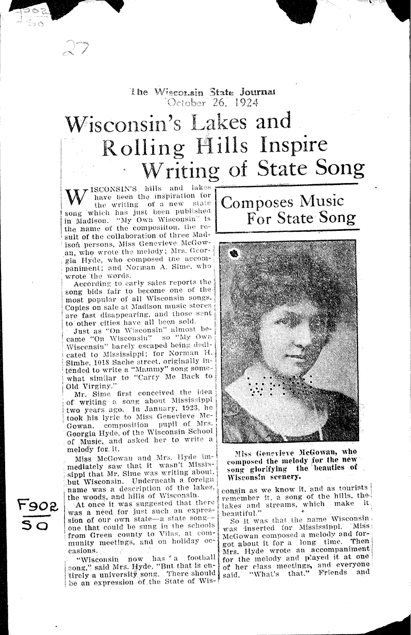  Source: Wisconsin State Journal Date: 1924-10-26