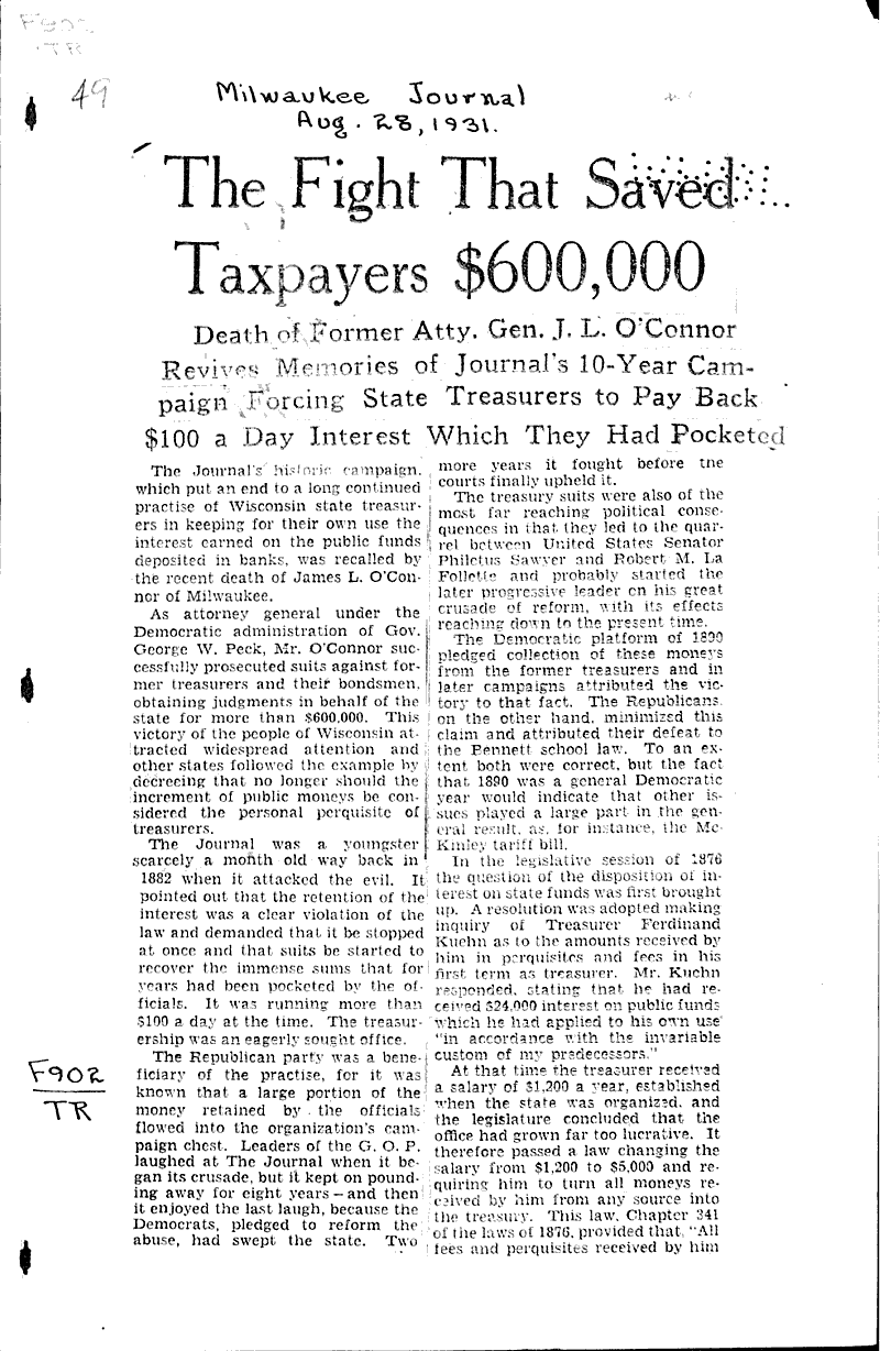  Source: Milwaukee Journal Topics: Government and Politics Date: 1931-08-28