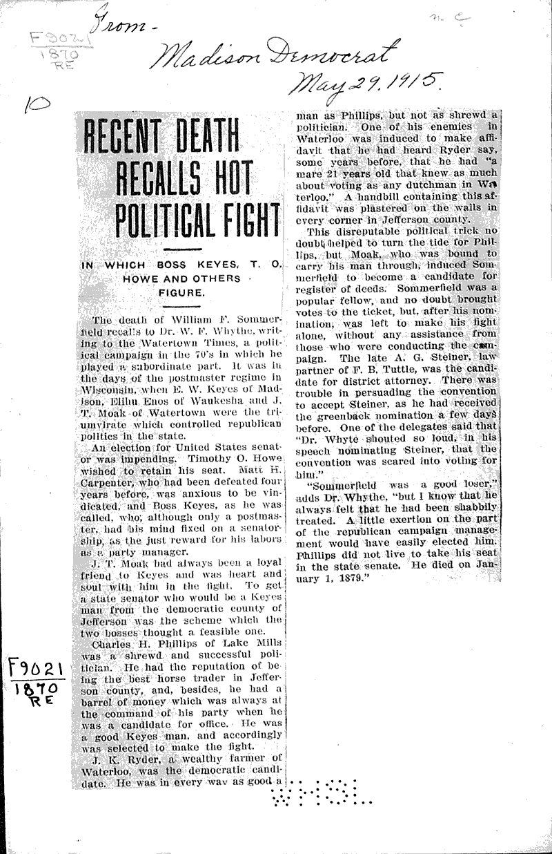 Source: Madison Democrat Topics: Government and Politics Date: 1915-05-29