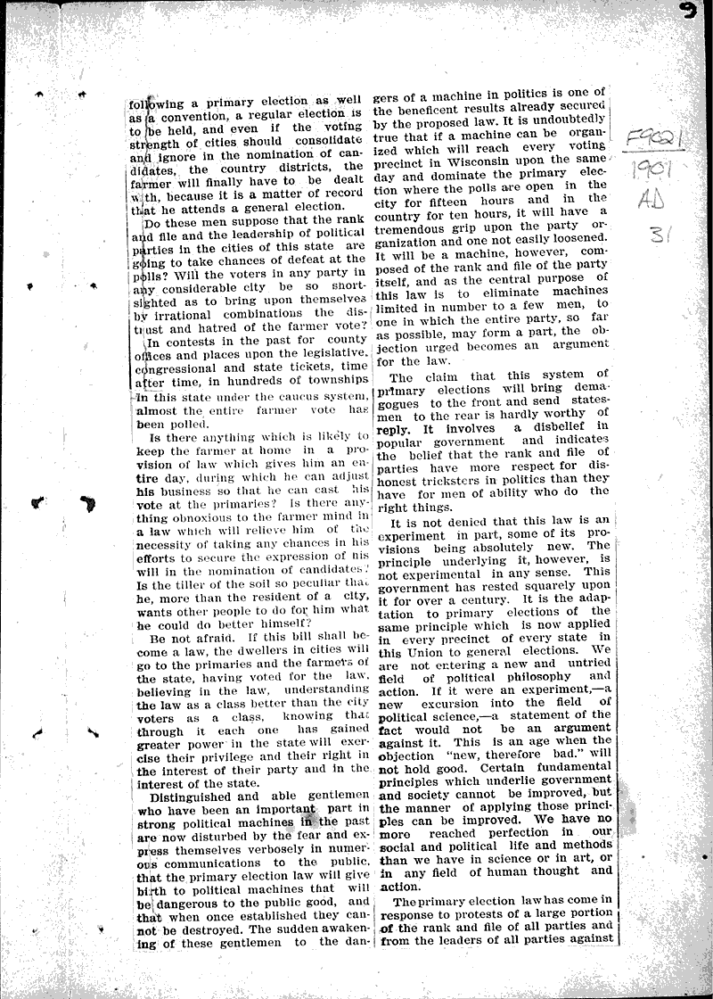  Source: Brodhead Register Topics: Government and Politics Date: 1901-02-27