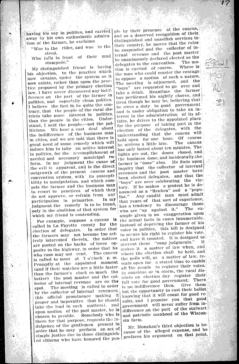  Source: Brodhead Register Topics: Government and Politics Date: 1901-02-27
