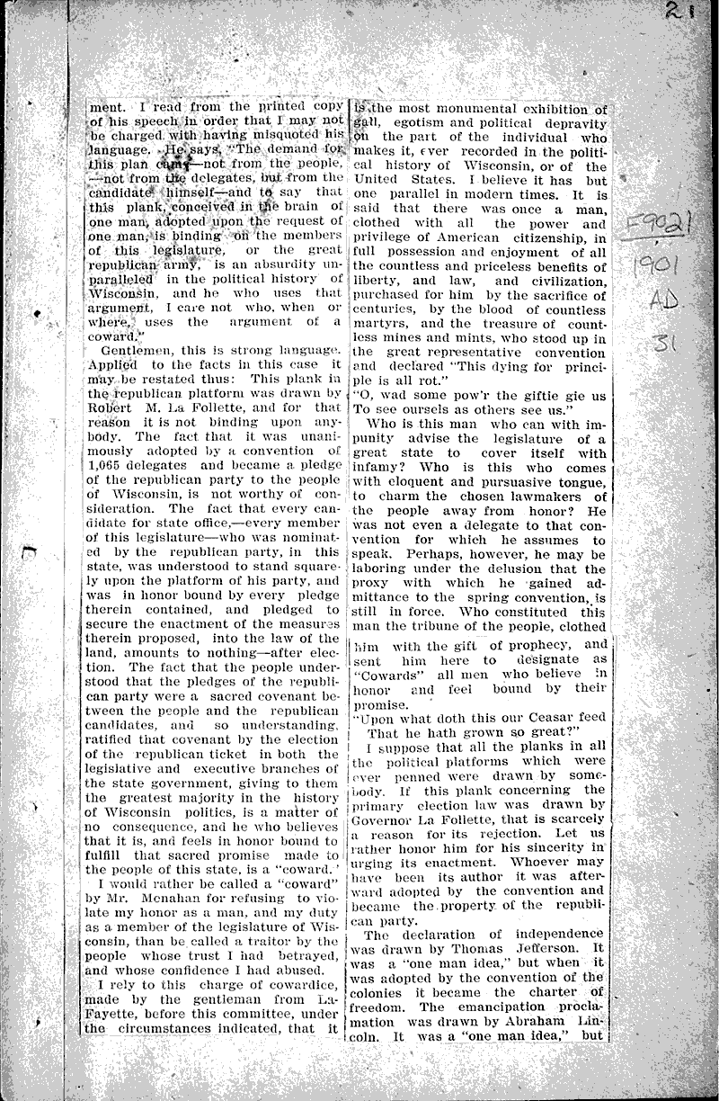  Source: Brodhead Register Topics: Government and Politics Date: 1901-02-27