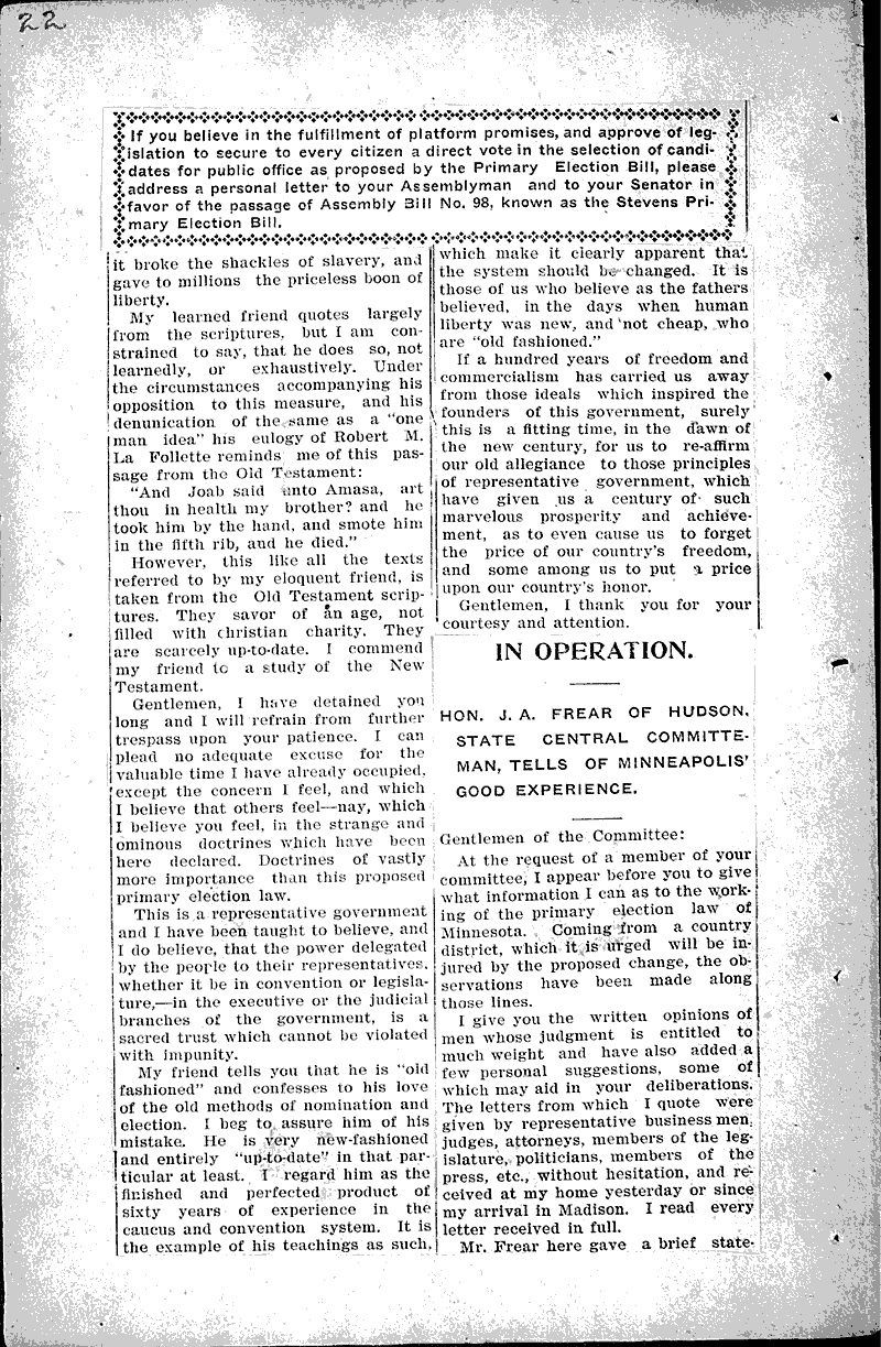  Source: Brodhead Register Topics: Government and Politics Date: 1901-02-27