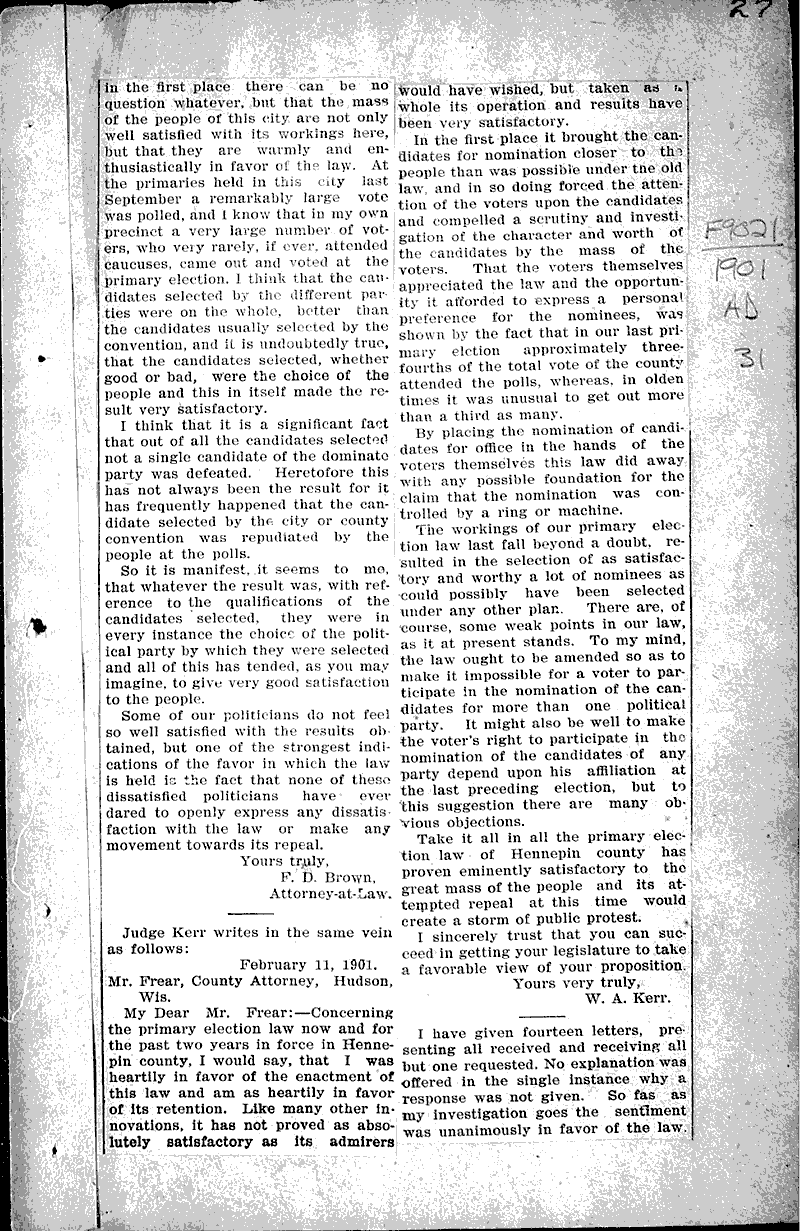 Source: Brodhead Register Topics: Government and Politics Date: 1901-02-27