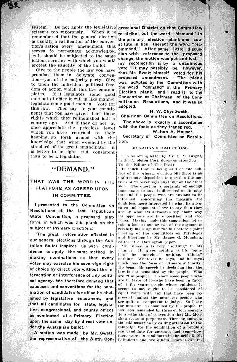  Source: Brodhead Register Topics: Government and Politics Date: 1901-02-27