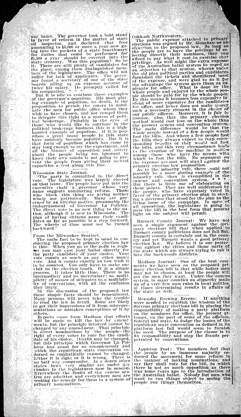  Source: Brodhead Register Topics: Government and Politics Date: 1901-02-27