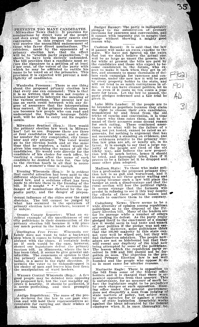  Source: Brodhead Register Topics: Government and Politics Date: 1901-02-27