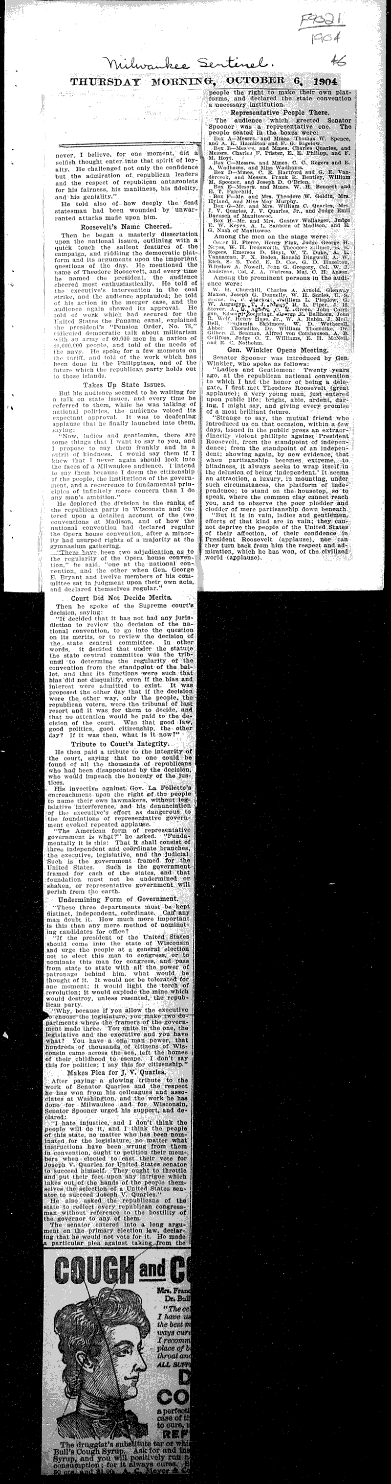  Source: Milwaukee Sentinel Topics: Government and Politics Date: 1904-10-06