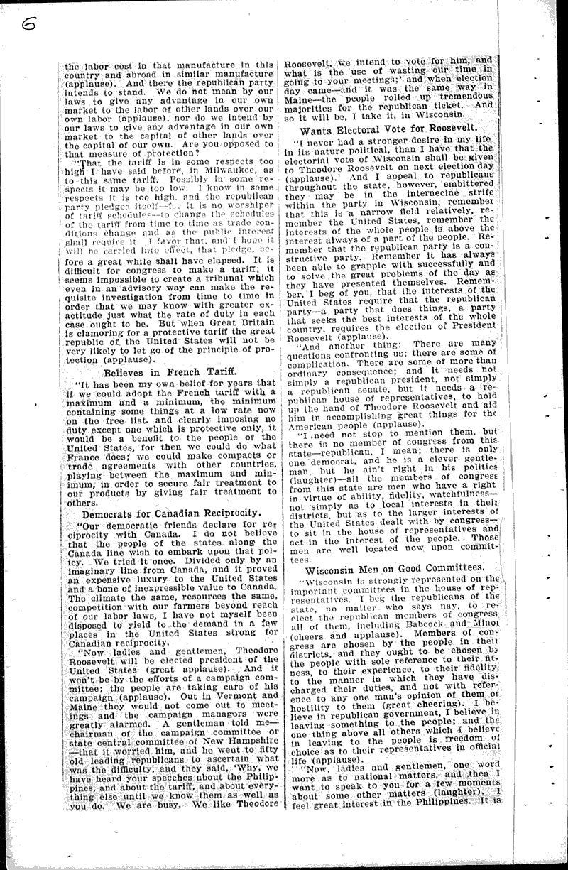  Source: Milwaukee Sentinel Topics: Government and Politics Date: 1904-10-06