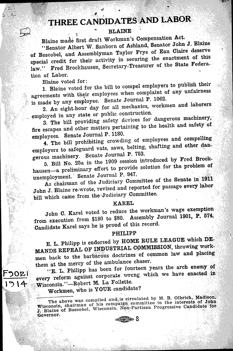 Three candidates and labor | Newspaper Article/Clipping 