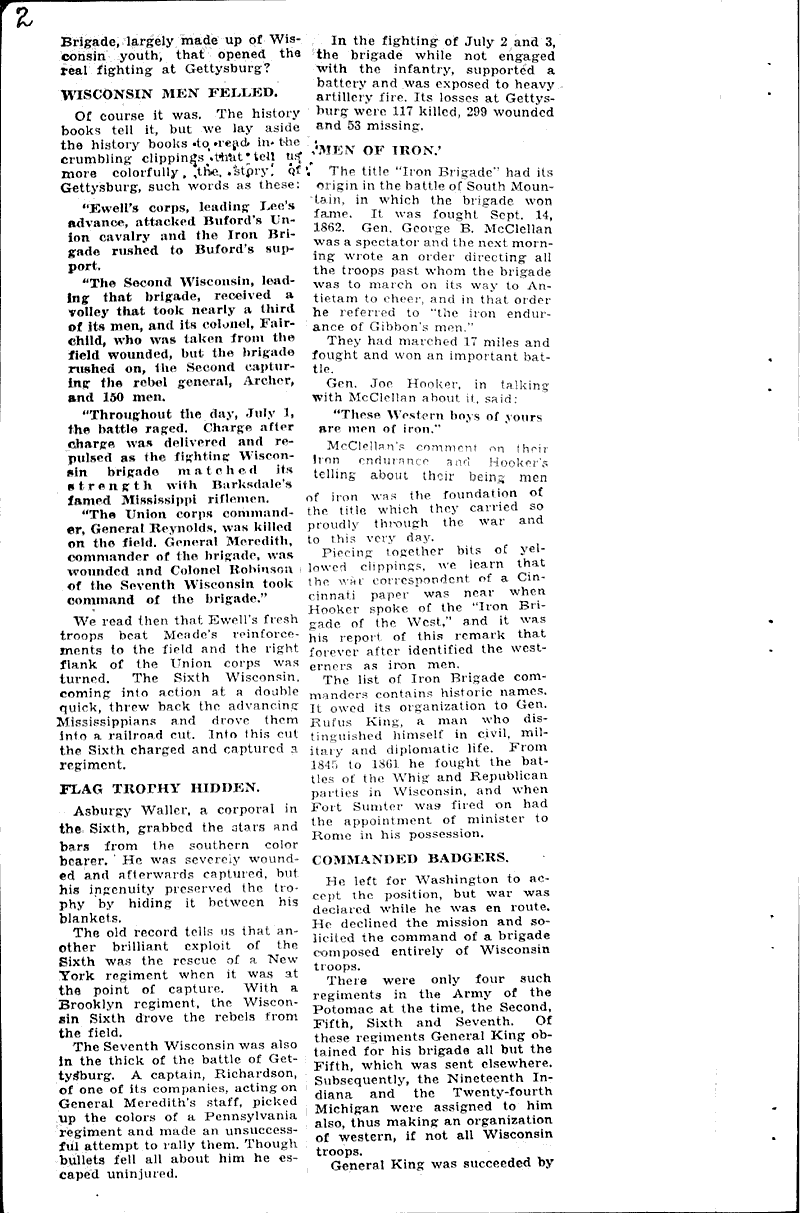  Source: Milwaukee News-Sentinel Topics: Civil War Date: 1938-07-03