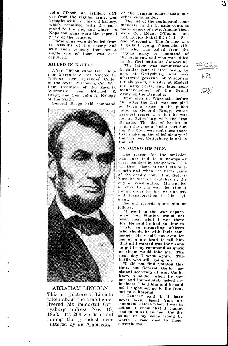  Source: Milwaukee News-Sentinel Topics: Civil War Date: 1938-07-03
