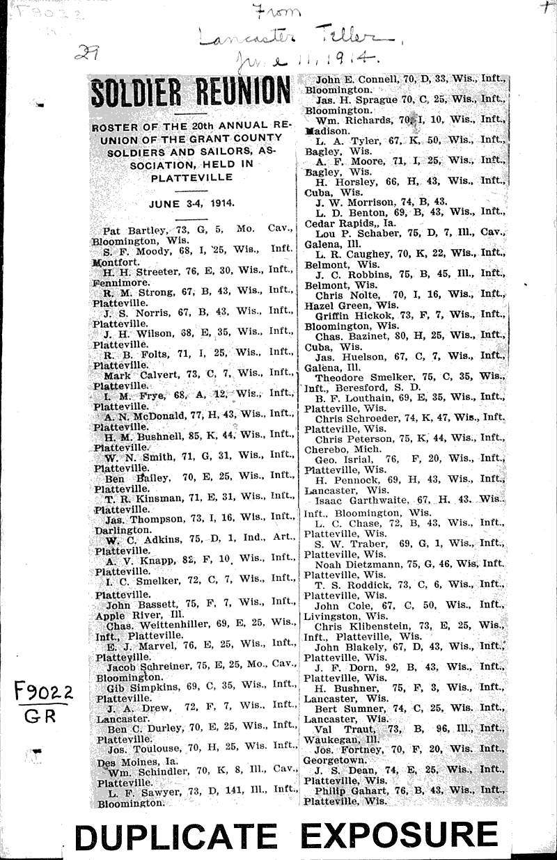  Source: Lancaster Teller Topics: Civil War Date: 1914-06-11