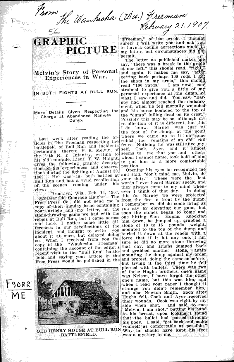  Source: Waukesha Freeman Topics: Civil War Date: 1907-02-21