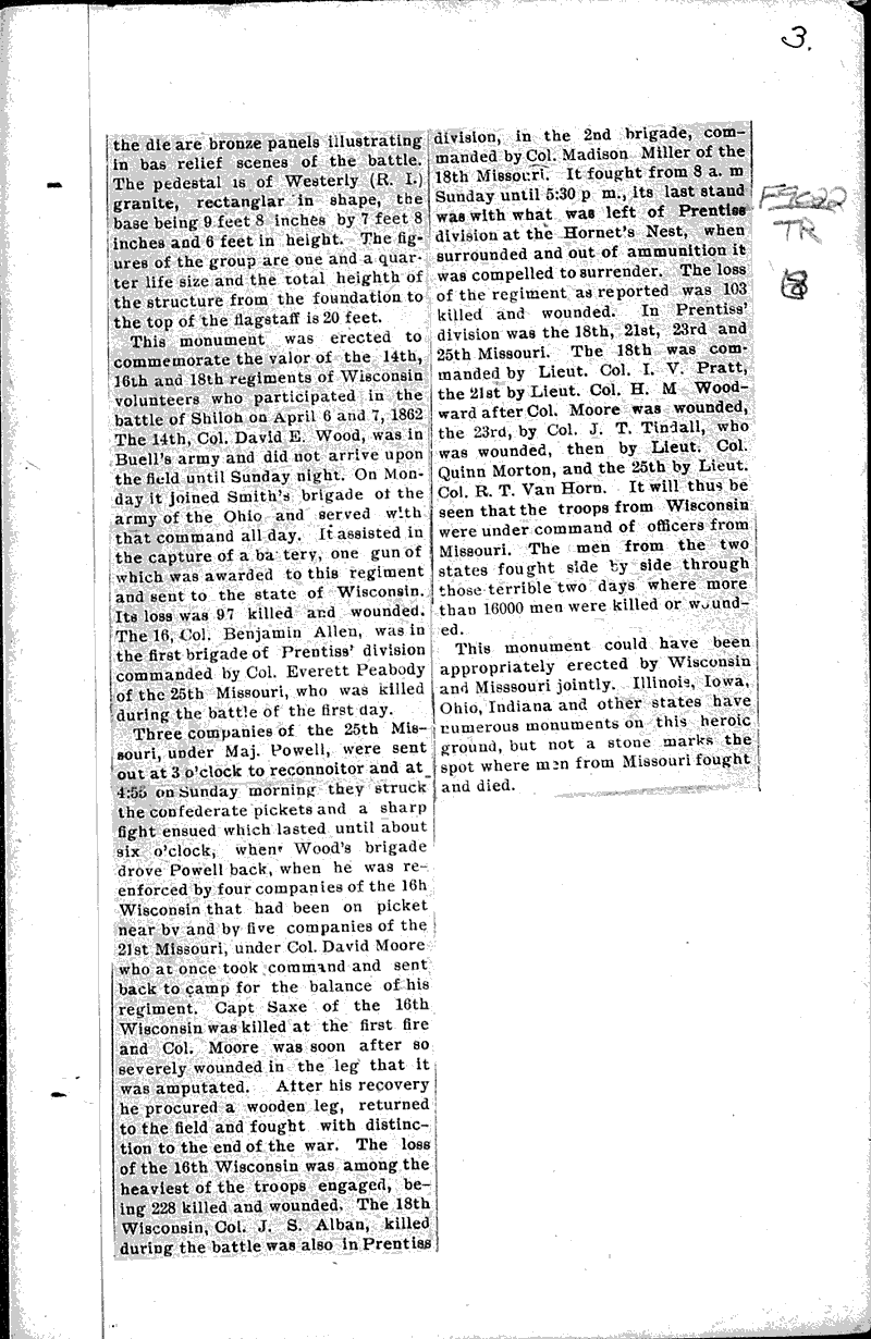 Wisconsin's troops Newspaper Article/Clipping Wisconsin Historical