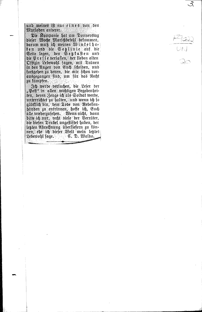  Source: West Bend Beobachter Topics: Civil War Date: 1911-11-03