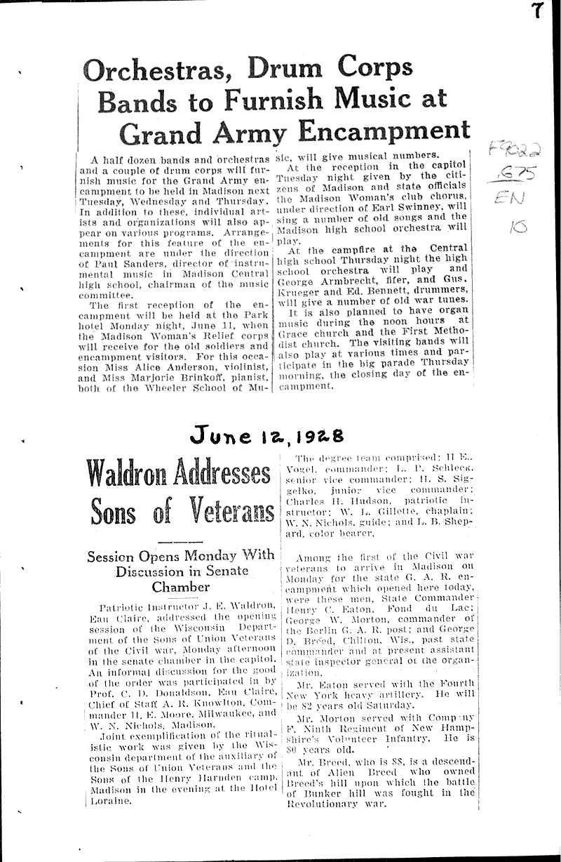  Source: Wisconsin State Journal Topics: Civil War Date: 1928-06-10