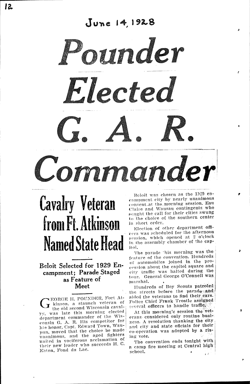  Source: Wisconsin State Journal Topics: Civil War Date: 1928-06-10