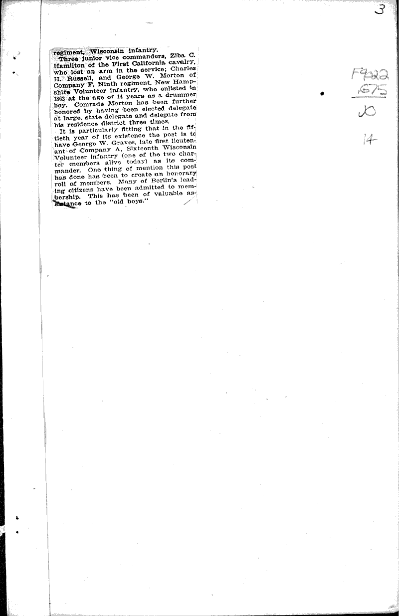  Source: Milwaukee Sentinel Topics: Civil War Date: 1916-05-28