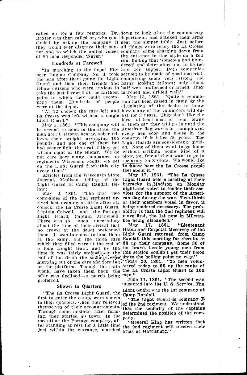  Source: La Crosse Tribune and Leader-Press Topics: Civil War Date: 1930-06-29