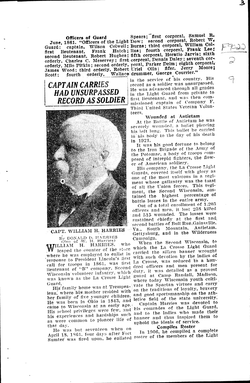  Source: La Crosse Tribune and Leader-Press Topics: Civil War Date: 1930-06-29